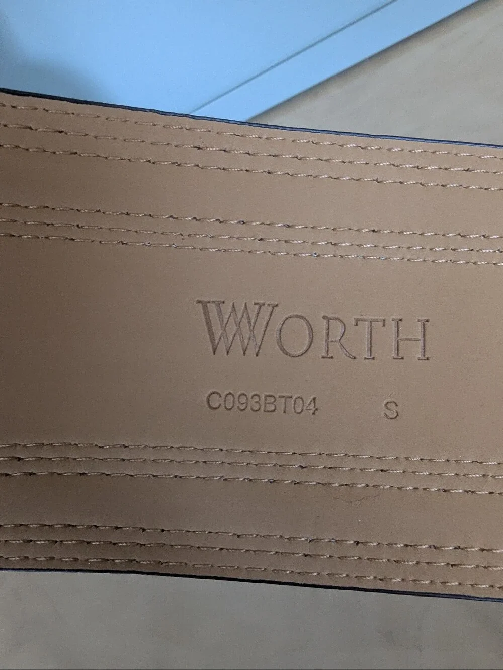 Worth Black Leather Belt with White Contrast Stitching